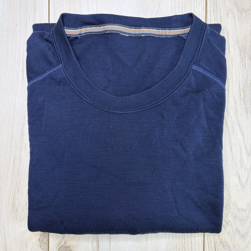 Smart Wool Shirt Mens Large Tall Navy Blue Merino Wool Long Sleeve Crew Outdoor